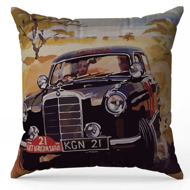 Vintage Mercedes Black Cushion Cover