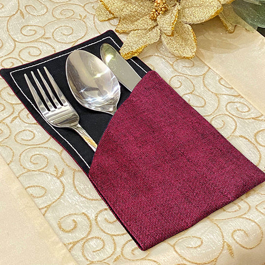 Fine Jute - Plum Cutlery Pouch