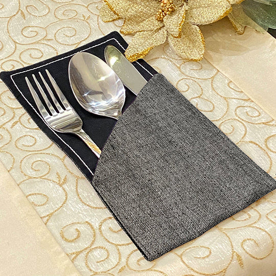 Fine Jute - Ash Cutlery Pouch