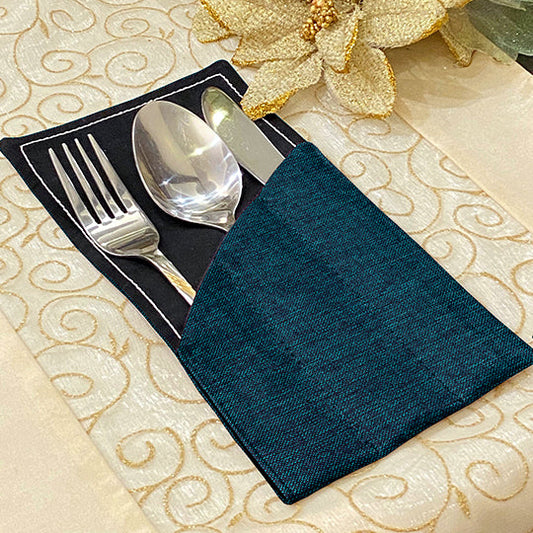 Fine Jute - Dark Turquoise Cutlery Pouch