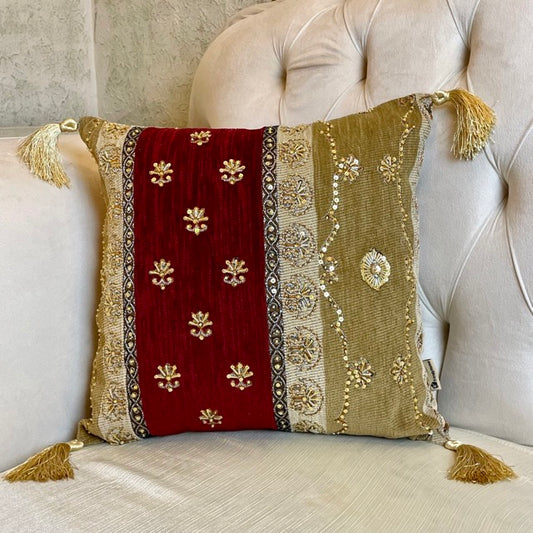 Red Ghazi Cushion Cover