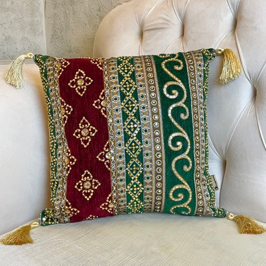 Queen Red Green Cushion Cover