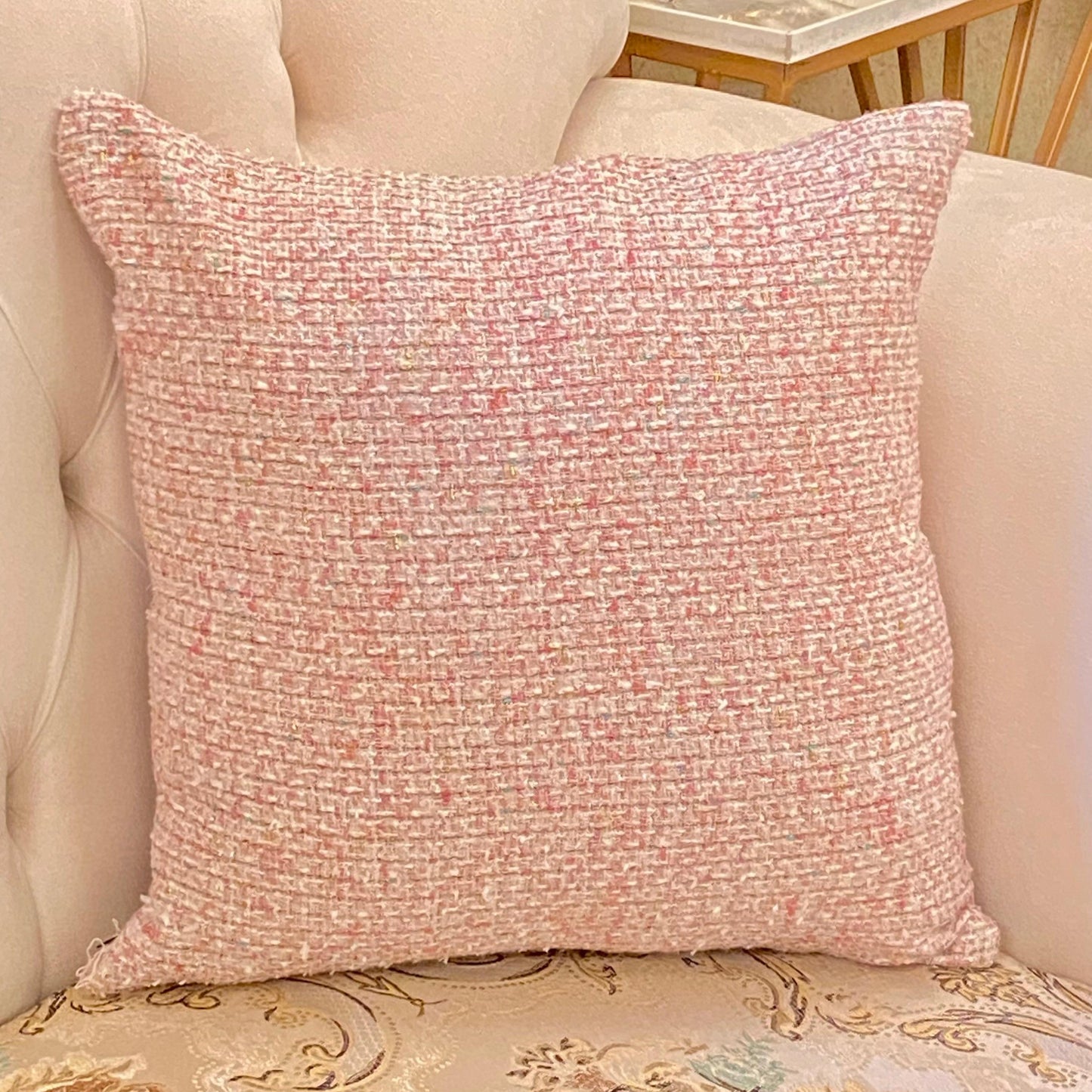 Woven Jute - Blush Elegance Cushion Cover